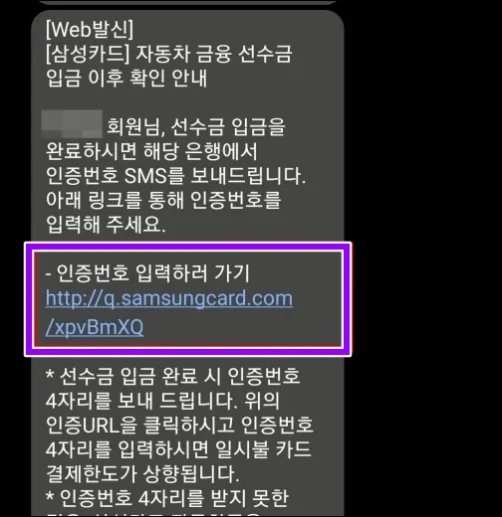 테슬라-삼성카드-선수금-입금-인증번호
